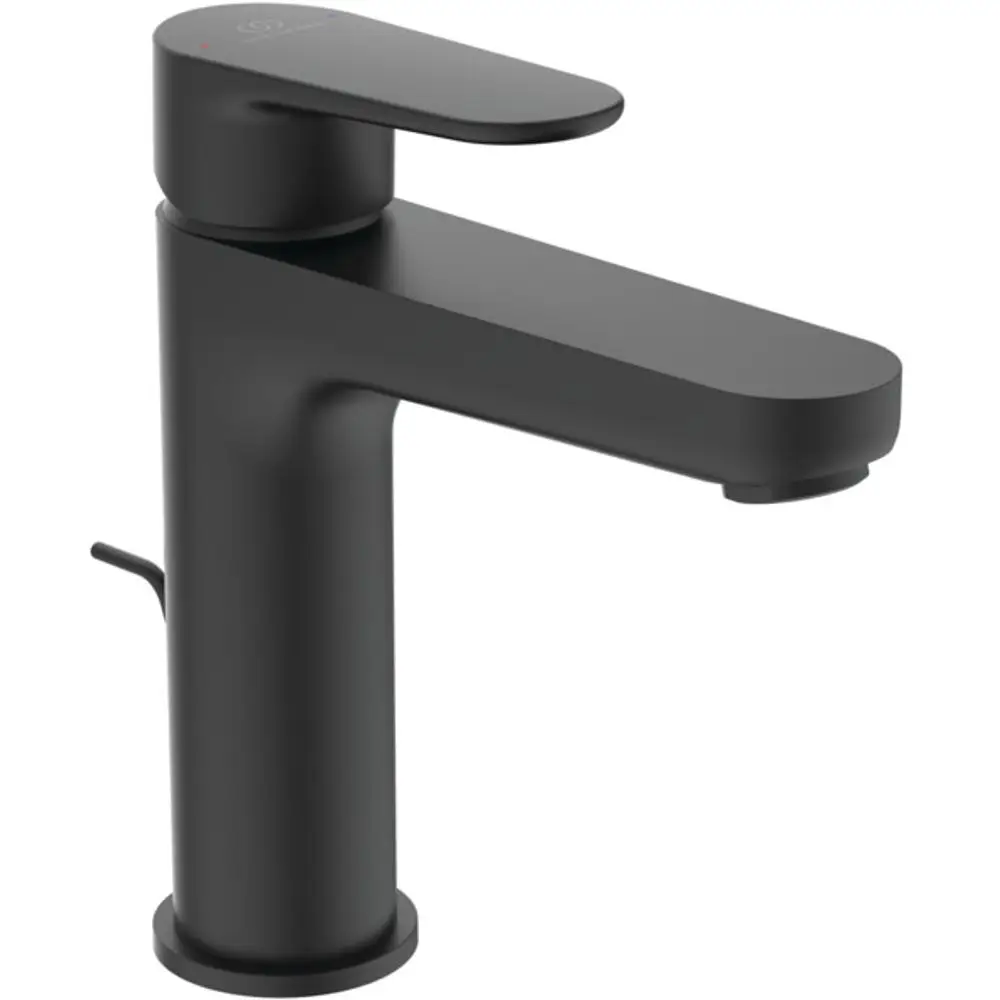 Ideal Standard Waschtischarmatur in Silk Black mit seitlichem Hebel zum Regeln des Wasserflusses. Modernes, minimalistisches Design.